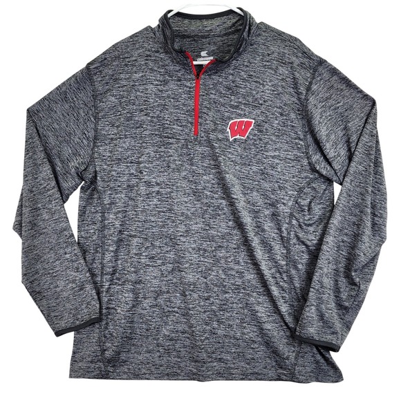 Colosseum Other - Wisconsin Badgers Quarter Zip Colosseum Pullover‎ Mens XL Gray Space Dye Sport